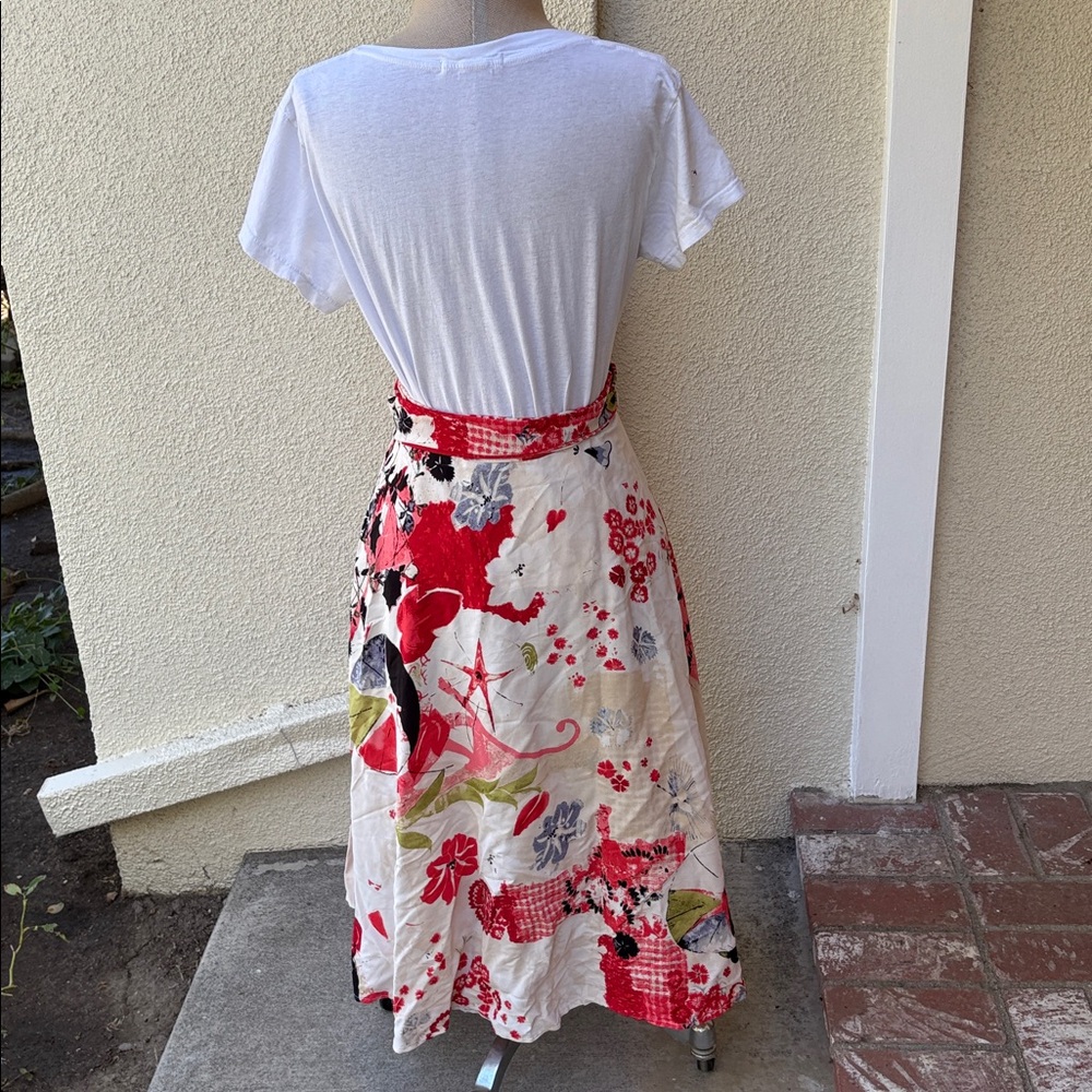 Anthropologie Eva Frajko beautiful floral wrap around midi skirt. - Picture 4 of 10